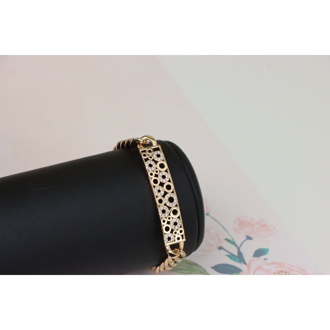 Rose Gold Bracelet with Bubble Circle Design and Stone Accents, XPBL0932 (2094-1)