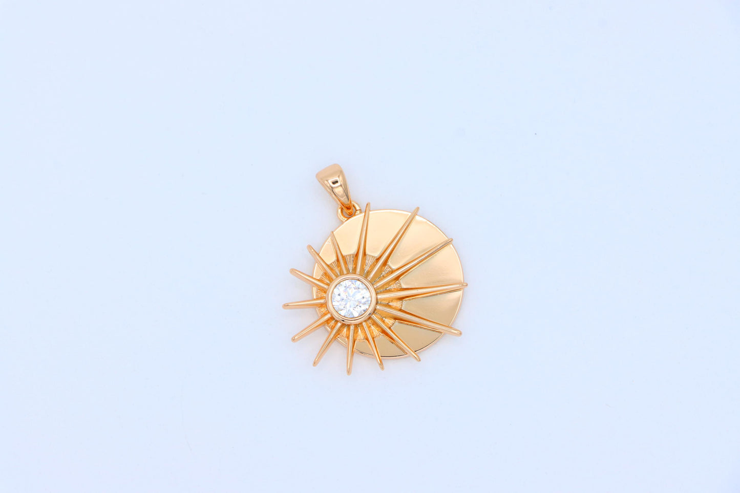 Radiant Rose Gold Sunburst Pendant with Center Clear Crystal Accent, XPPT1250 (2125-6)