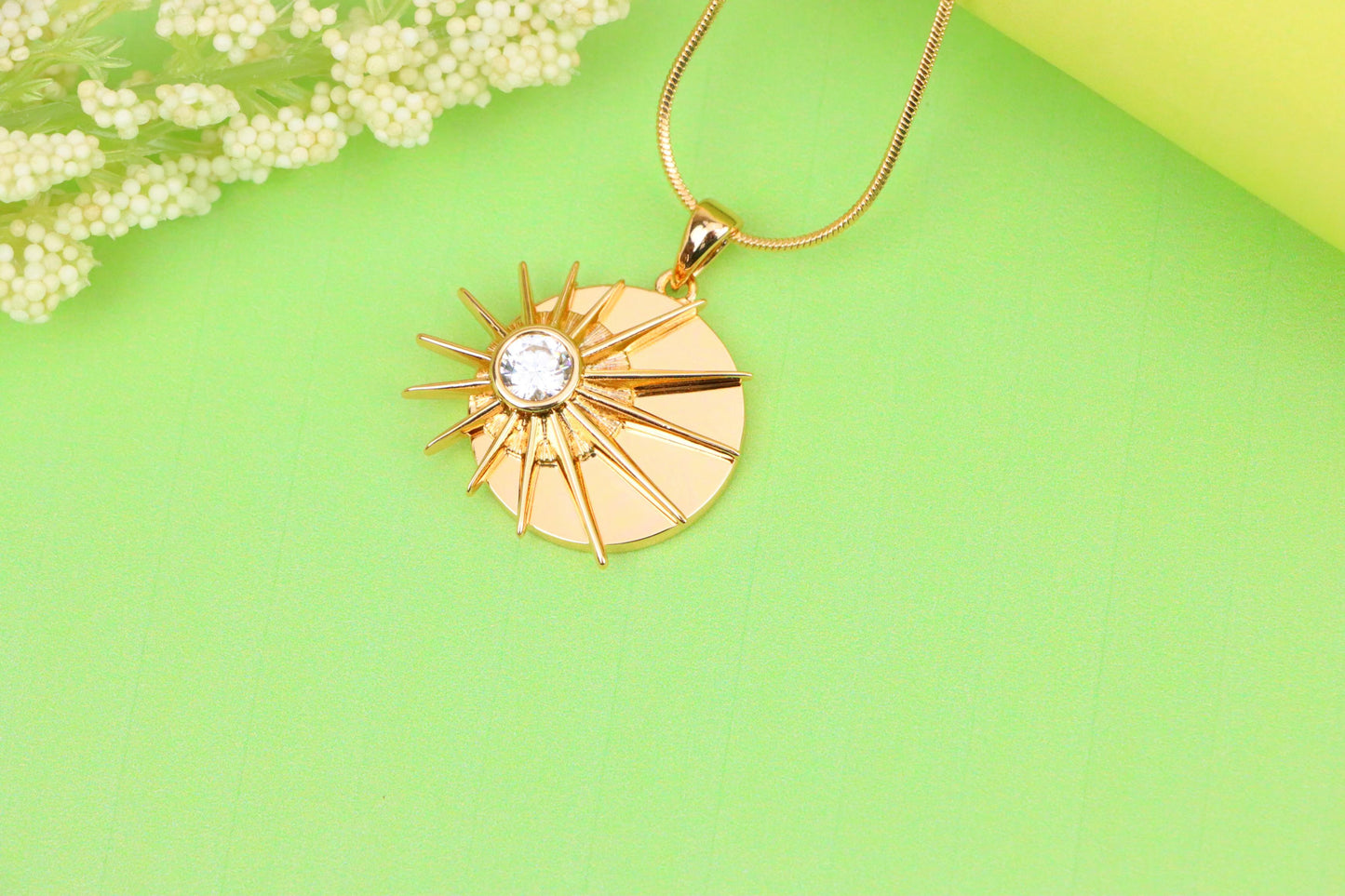 Radiant Rose Gold Sunburst Pendant with Center Clear Crystal Accent, XPPT1250 (2125-6)