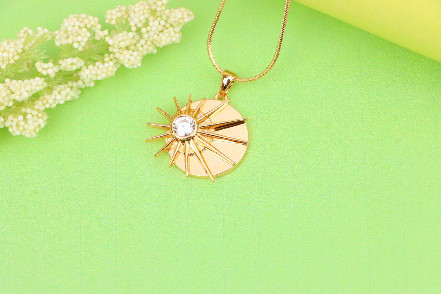 Radiant Rose Gold Sunburst Pendant with Center Clear Crystal Accent, XPPT1250 (2125-6)