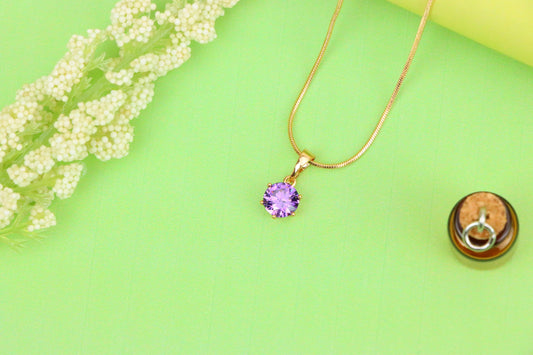 Round Cut Purple Pendant in Gold Finish – Elegant Charm, XPPT1644 (2149-7)