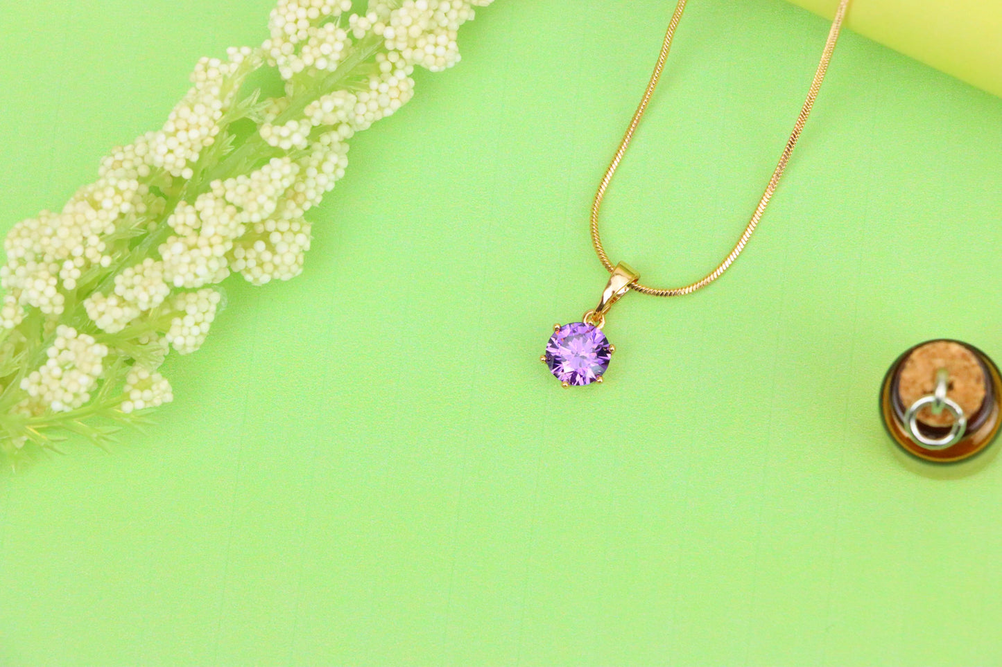 Round Cut Purple Pendant in Gold Finish – Elegant Charm, XPPT1644 (2149-7)