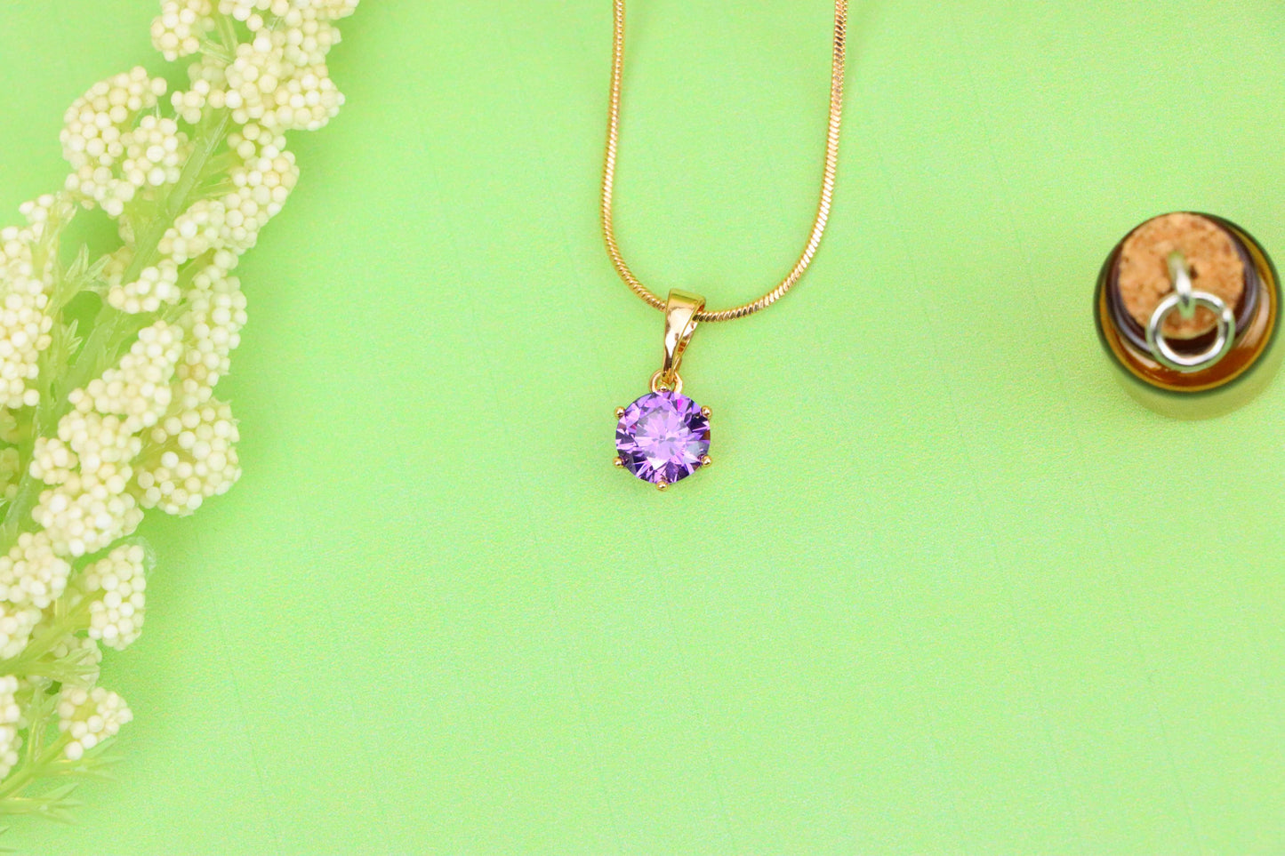 Round Cut Purple Pendant in Gold Finish – Elegant Charm, XPPT1644 (2149-7)