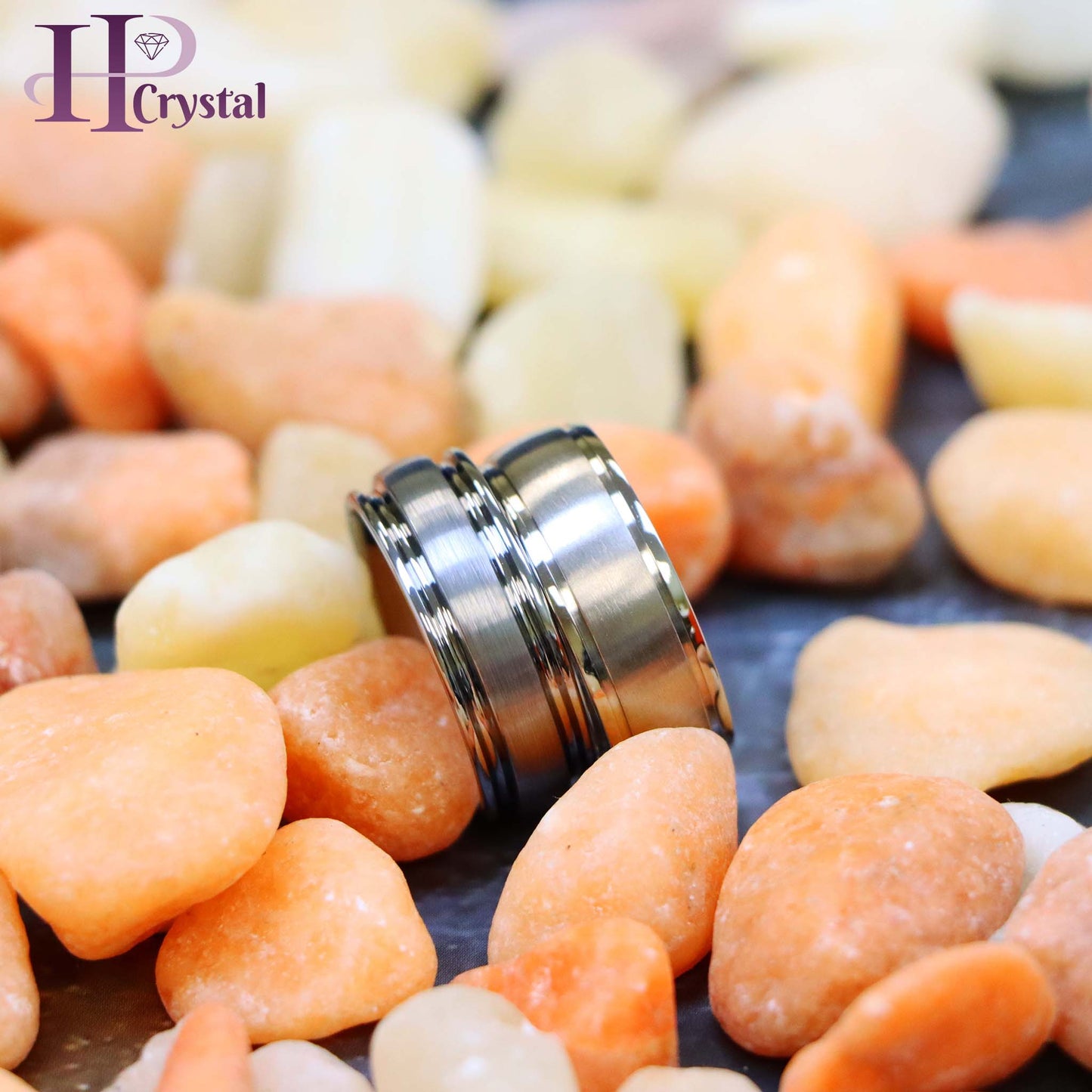 Flat Brushed Center High Polish Ridged Edge Tungsten/Titanium Ring