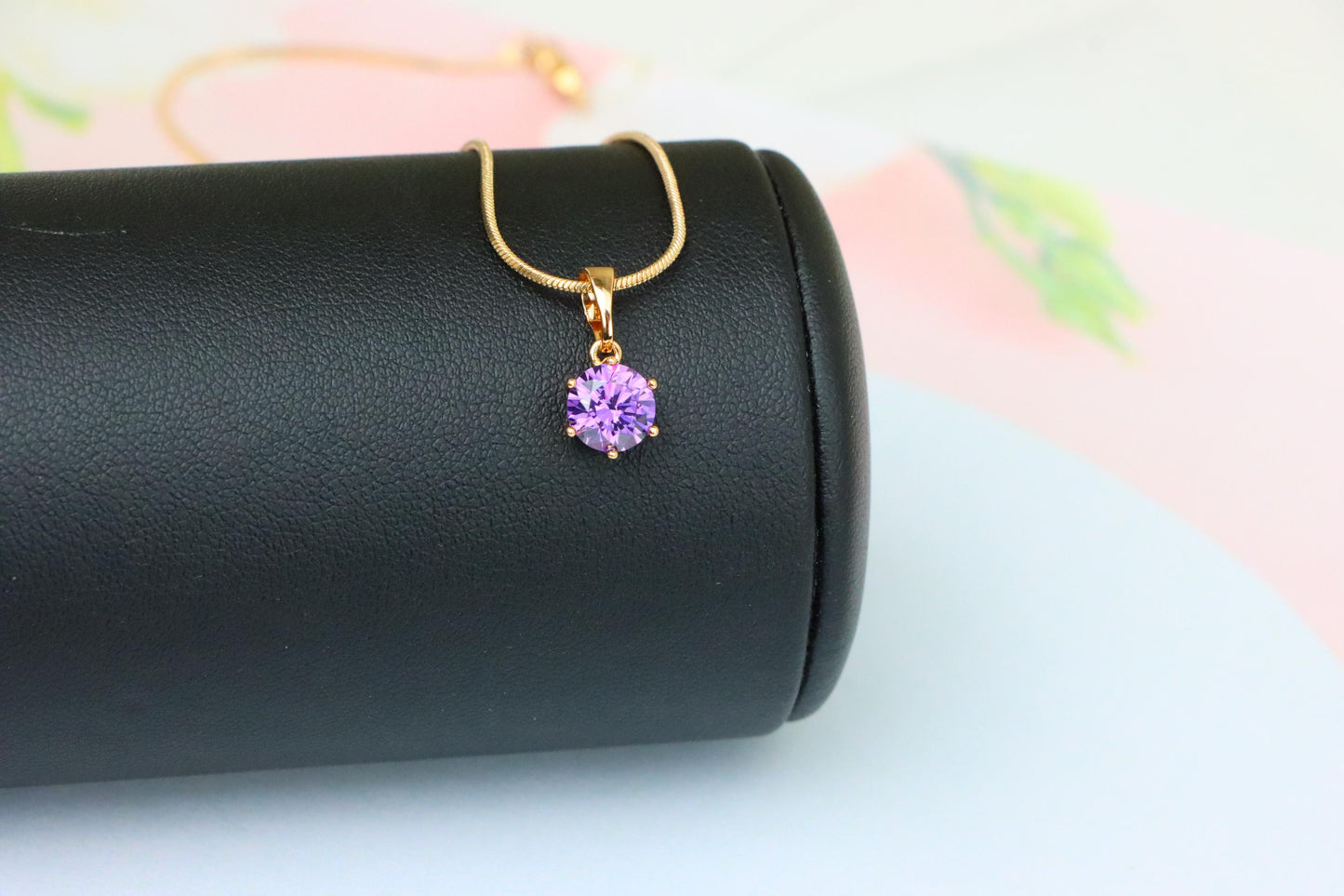 Round Cut Purple Pendant in Gold Finish – Elegant Charm, XPPT1644 (2149-7)