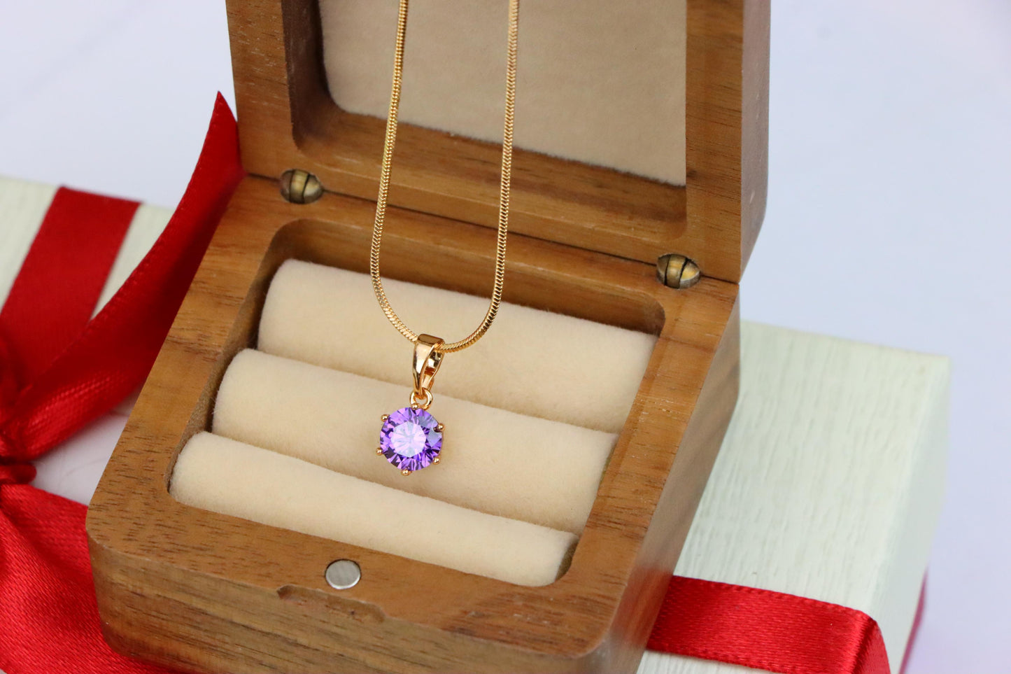 Round Cut Purple Pendant in Gold Finish – Elegant Charm, XPPT1644 (2149-7)