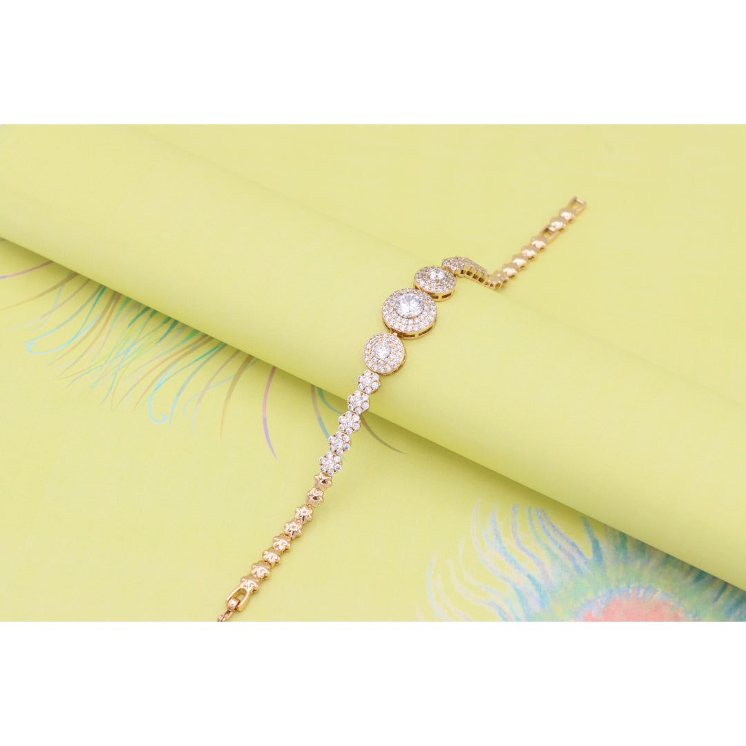 Elegant Round CZ Halo Rose Gold Bracelet with Pave Accents, XPBL0934 (2094-3)