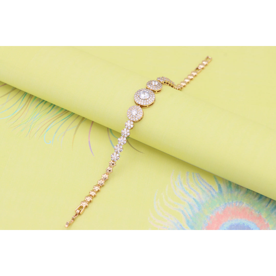 Elegant Round CZ Halo Rose Gold Bracelet with Pave Accents, XPBL0934 (2094-3)