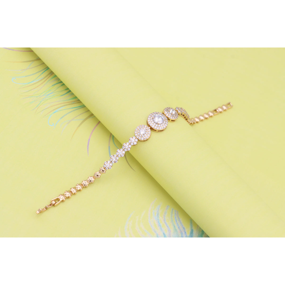 Elegant Round CZ Halo Rose Gold Bracelet with Pave Accents, XPBL0934 (2094-3)
