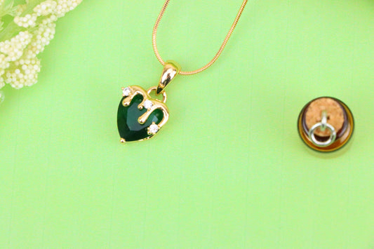 Heart Drip Green Pendant in Gold Finish Stylish Jewelry, XPPT1695 (2165-5)