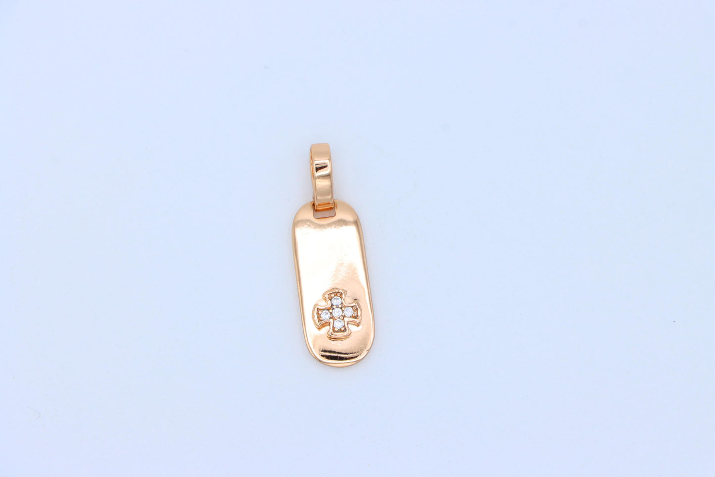 Rose Gold Bar Pendant with Mini Cross and Crystal Accents, XPPT1253 (2125-9)