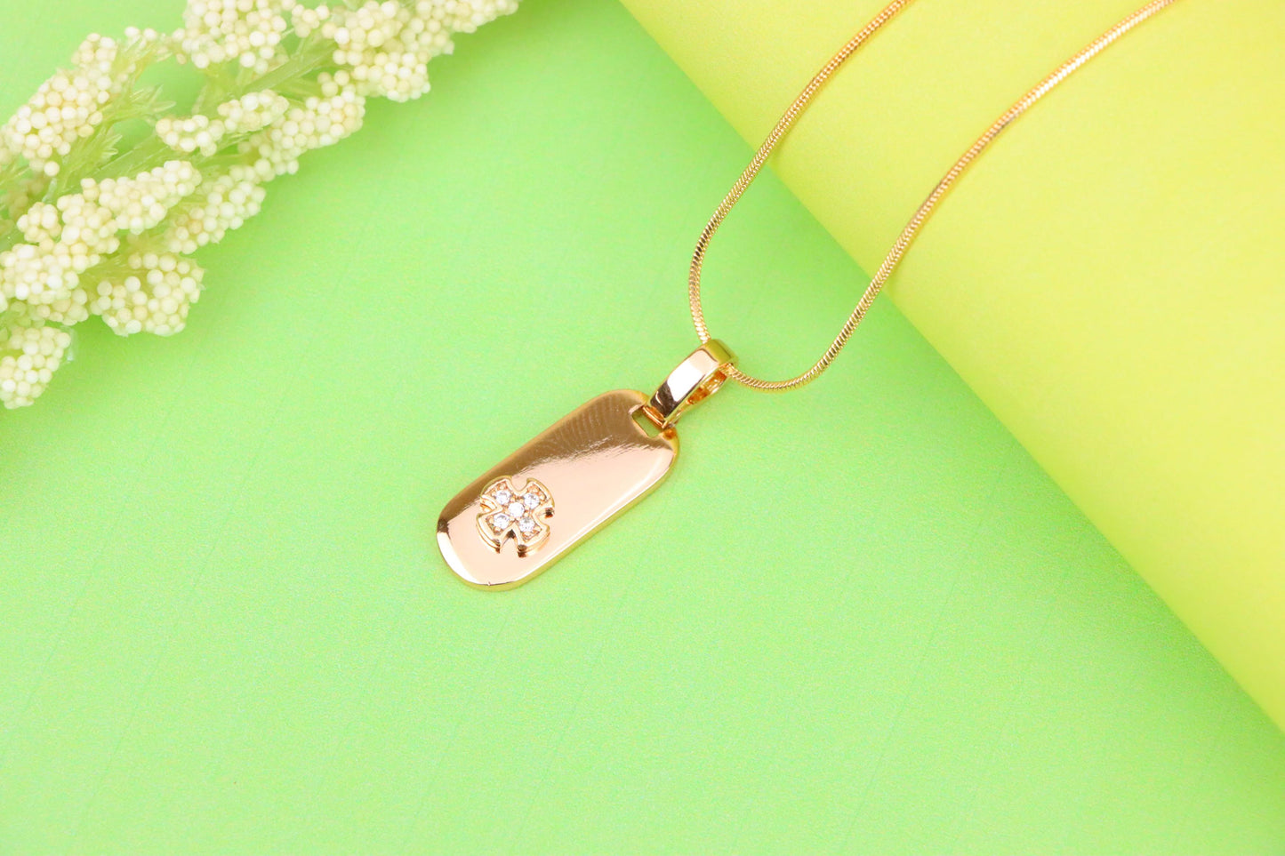 Rose Gold Bar Pendant with Mini Cross and Crystal Accents, XPPT1253 (2125-9)