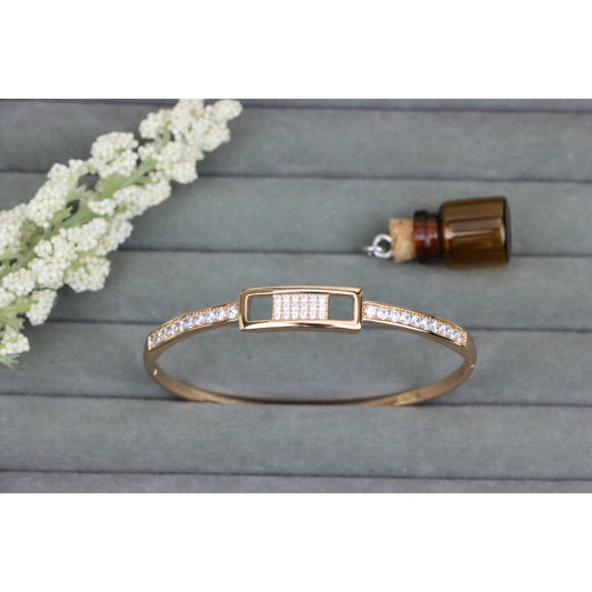 Rose Gold Crystal Bangle with Modern Rectangle Design, XPBL0544 (2055-4)