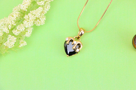 Heart Drip Black Pendant in Gold Finish Gothic Charm,XPPT1697 (2150-5)