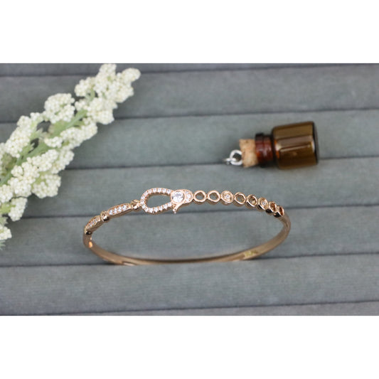 Rose Gold Bangle with Teardrop Crystal and Circle Motif Design, XPBL0545 (2055-5)