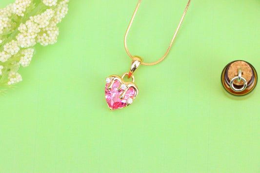 Heart Drip Pink Pendant in Gold Finish Romantic Charm, XPPT1698 (2150-5)