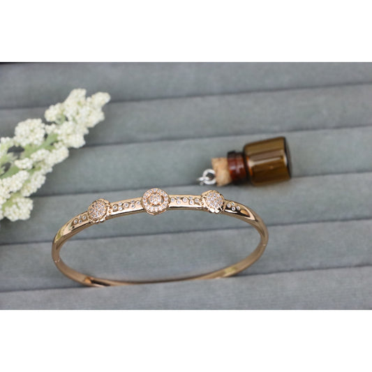 Rose Gold Plated Bangle with Triple Circle Floral Design, XPBL0547 (2055-7)