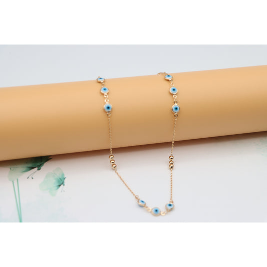 Rose Gold Evil Eye Necklace with Chain, XPNL0119 (2012-9)
