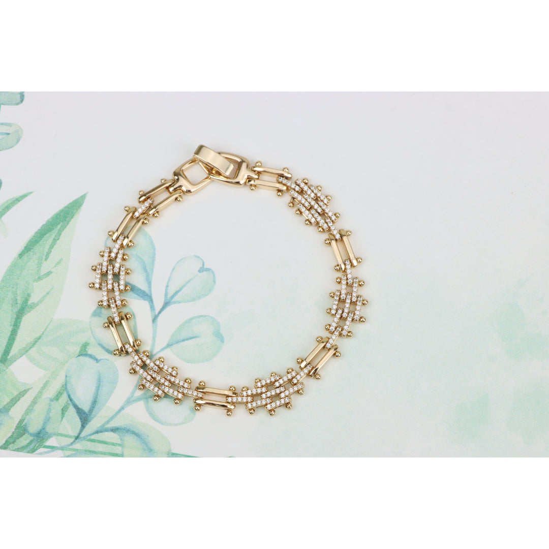 Elegant Rose Gold Bracelet with Intricate Crystal Detailing, XPBL0940 (2094-9)