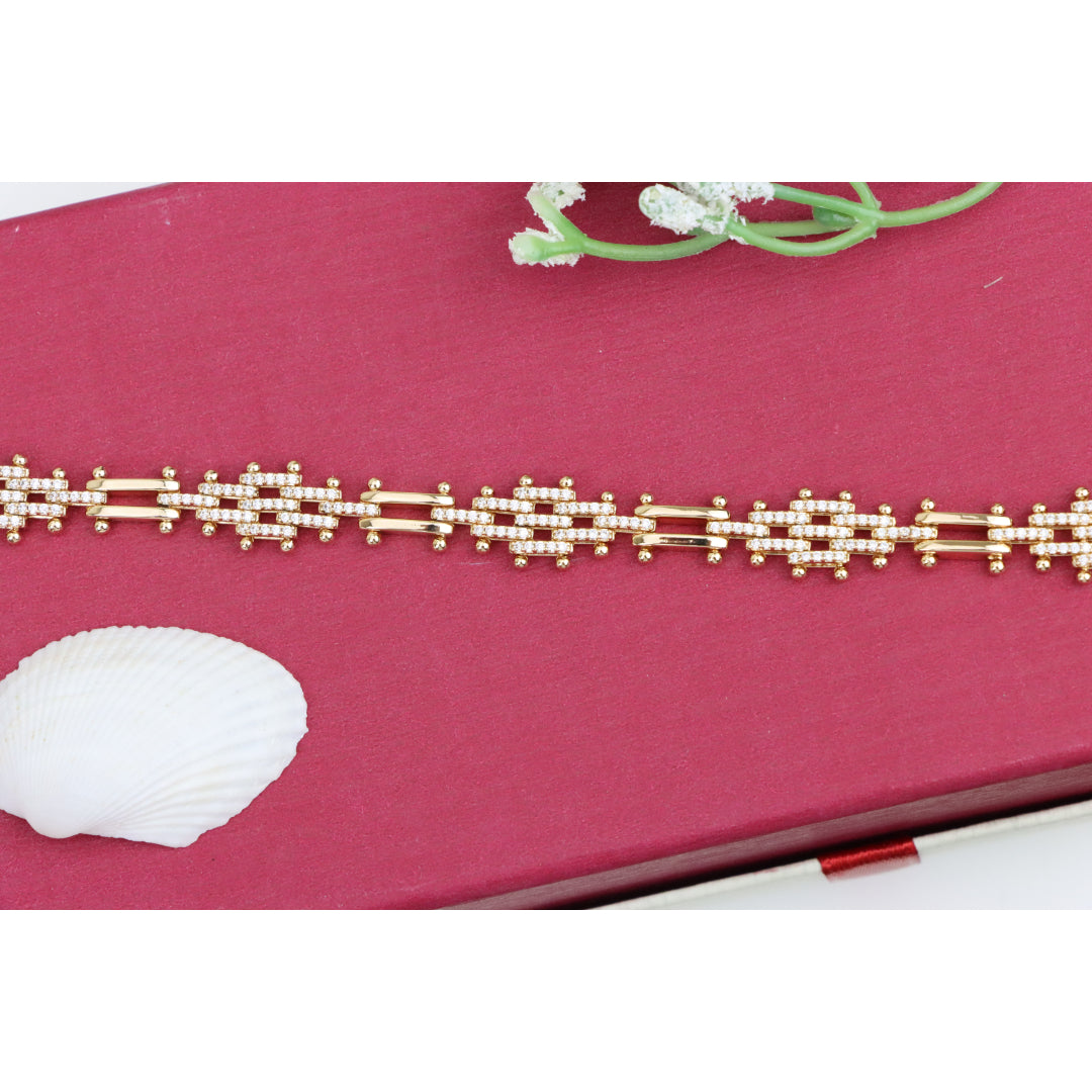Elegant Rose Gold Bracelet with Intricate Crystal Detailing, XPBL0940 (2094-9)