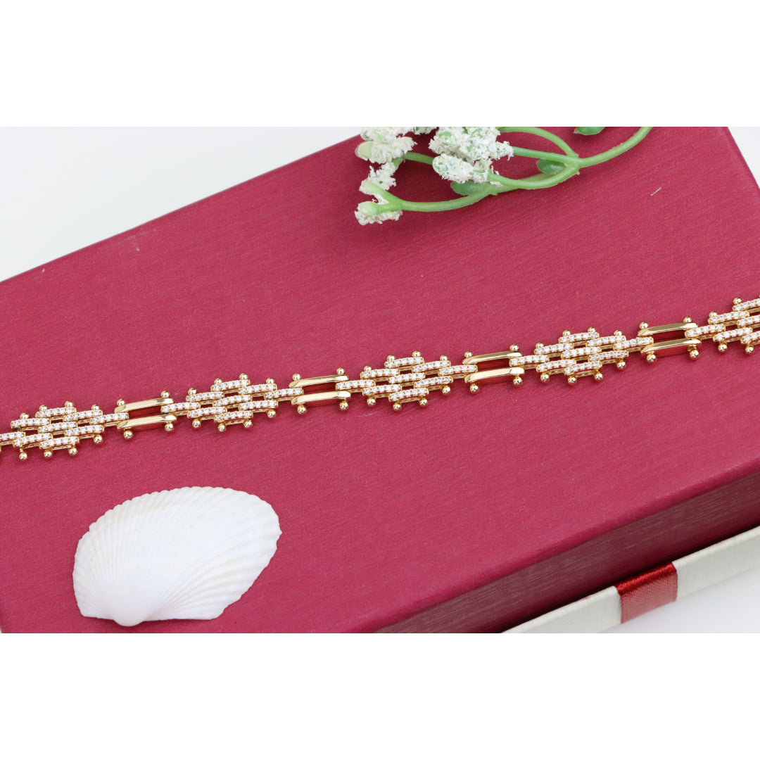 Elegant Rose Gold Bracelet with Intricate Crystal Detailing, XPBL0940 (2094-9)