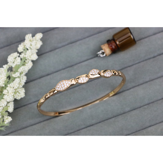 Rose Gold Plated Bangle with Leaf-Inspired Sparkling Design, XPBL0552 (2056-2)