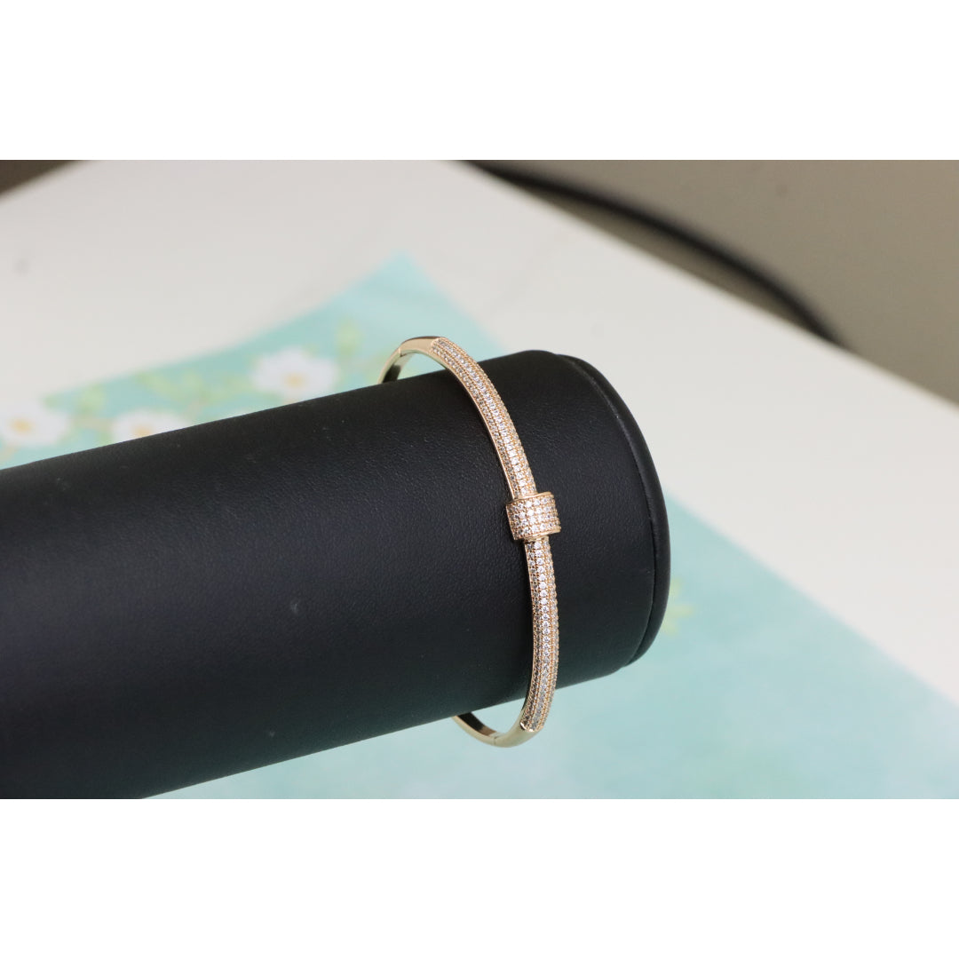 Rose Gold Bangle Bracelet with Sparkling Cubic Zirconia Accents, XPBL0553 (2056-3)