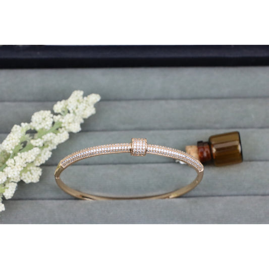 Rose Gold Bangle Bracelet with Sparkling Cubic Zirconia Accents, XPBL0553 (2056-3)