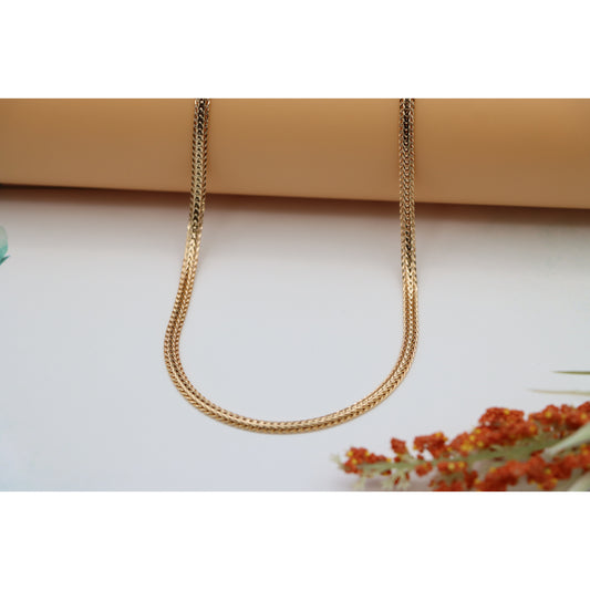 Flat Woven Rose Gold Chain Necklace Elegant Finish, XPNL0121 (2013-1)