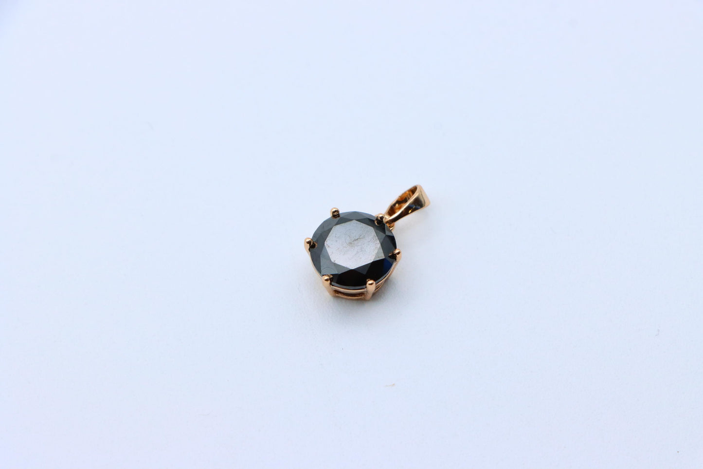 Round Black Stone Rose Gold Pendant with Classic Prong Setting, XPPT1261 (2126-7)