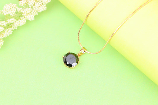 Round Black Stone Rose Gold Pendant with Classic Prong Setting, XPPT1261 (2126-7)