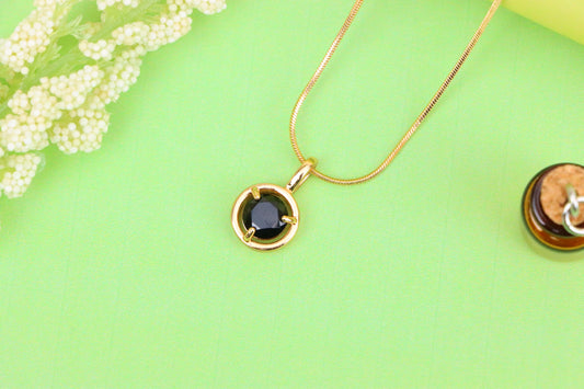 Round Black Pendant with Gold Finish – Elegant Statement Jewelry Piece, XPPT1706 (2150-6)