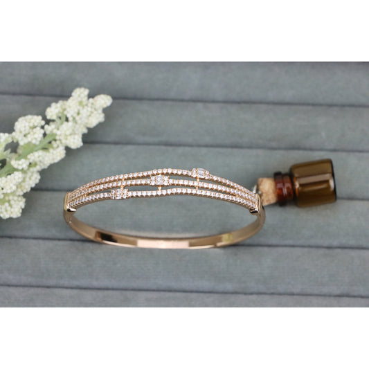 Triple Row Rose Gold Bangle with Sparkling Geometric Accents, XPBL0557 (2056-7)