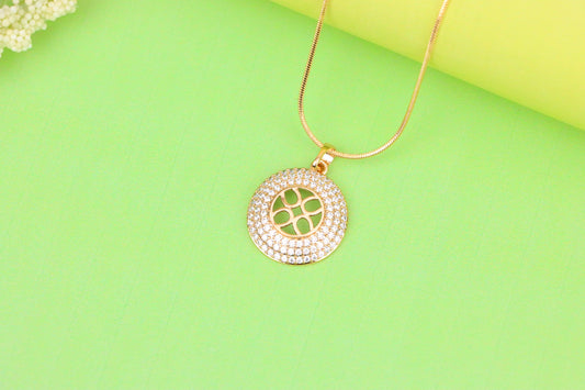 Round Rose Gold Pendant with CZ Accents and Elegant Cut-Out Design, XPPT1265 (2127-1)
