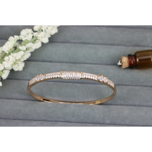 Rose Gold Bangle with Leaf Motif and Sparkling Stone Detailing, XPBL0559 (2056-9)