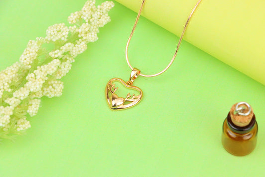 Heart Shaped Rose Gold Pendant with Antler Design Accent, XPPT1267 (2127-3)