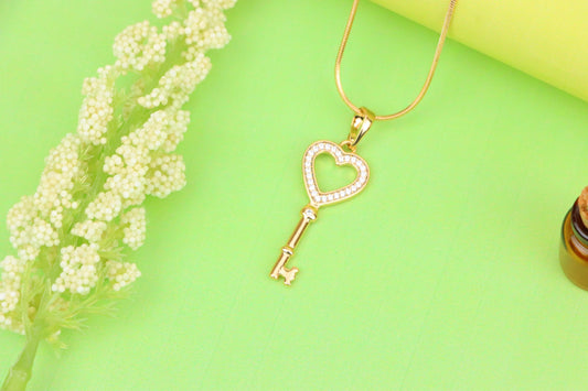 Heart Shaped Key Pendant in Rose Gold with Sparkling Accents, XPPT1268 (2127-4)