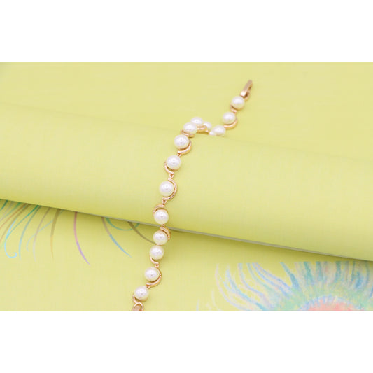 Elegant Pearl Accents Rose Gold Bracelet with Luxe Chain Design, XPBL0948 (2095-7)