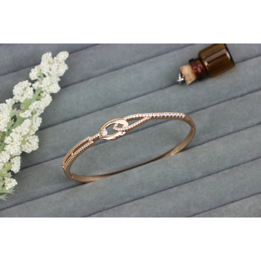 Elegant Rose Gold Bangle with Dainty Diamond Accents, XPBL0563 (2057-3)