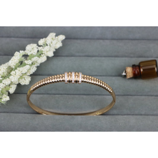 Chic Rose Gold Bangle with Textured Bead Design, XPBL0564 (2057-4)