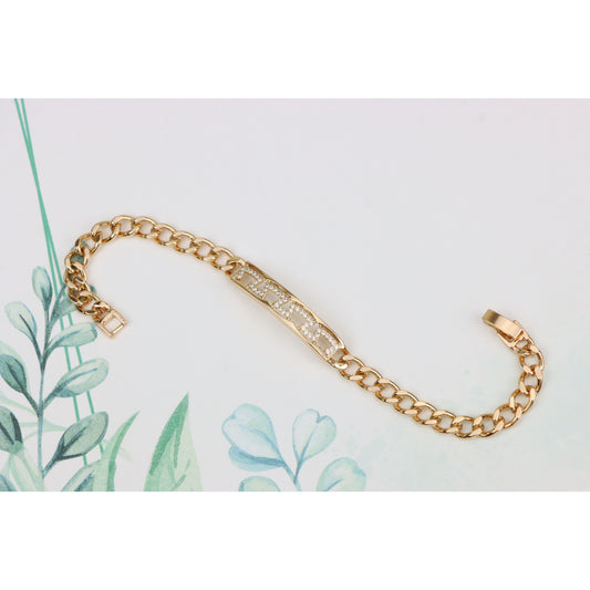 Elegant Rose Gold Link Bracelet with Sparkling Geometric Detail, XPBL0949 (2095-8)
