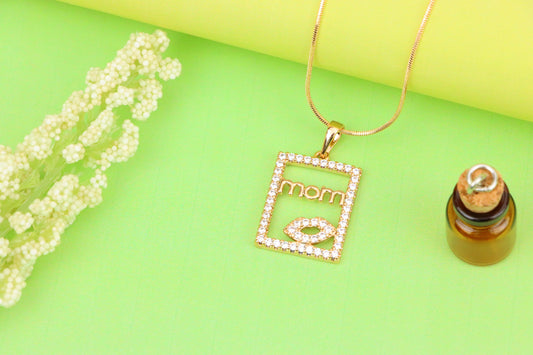 Rose Gold Mom Pendant with Kiss Motif and Crystal Frame, XPPT1270 (2127-6)