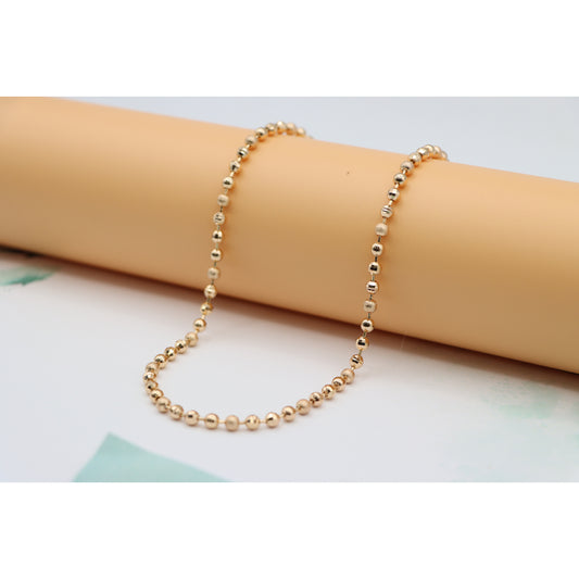 Textured Bead Rose Gold Necklace Shiny Ball Chain, XPNL0128 (2013-8)