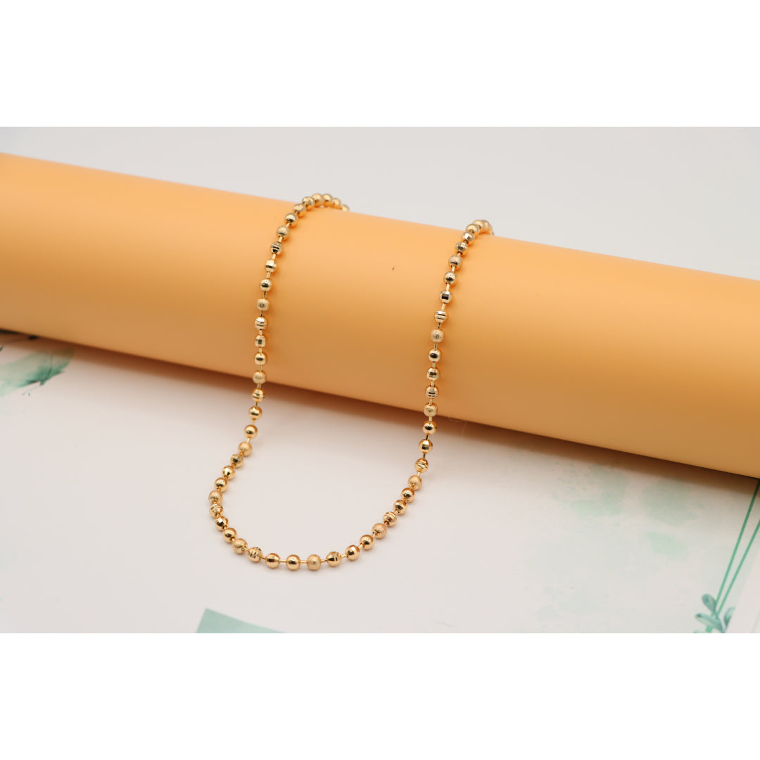 Textured Bead Rose Gold Necklace Shiny Ball Chain, XPNL0128 (2013-8)