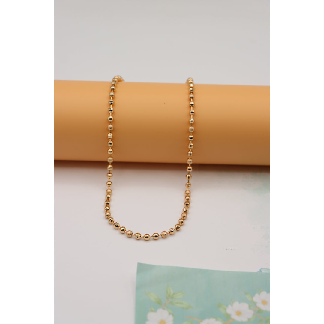 Textured Bead Rose Gold Necklace Shiny Ball Chain, XPNL0128 (2013-8)