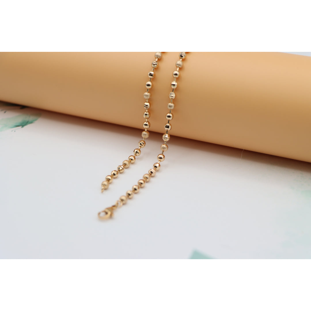 Textured Bead Rose Gold Necklace Shiny Ball Chain, XPNL0128 (2013-8)