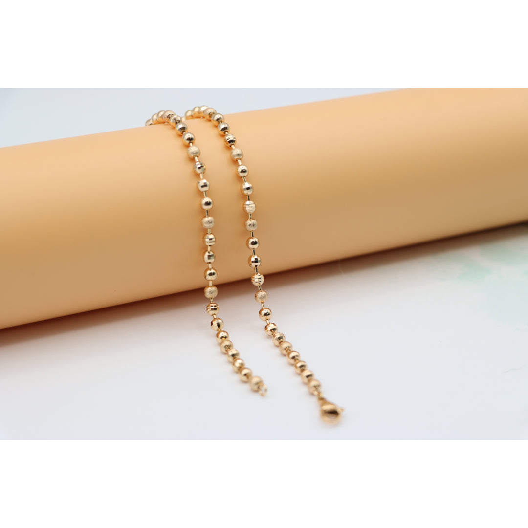 Textured Bead Rose Gold Necklace Shiny Ball Chain, XPNL0128 (2013-8)