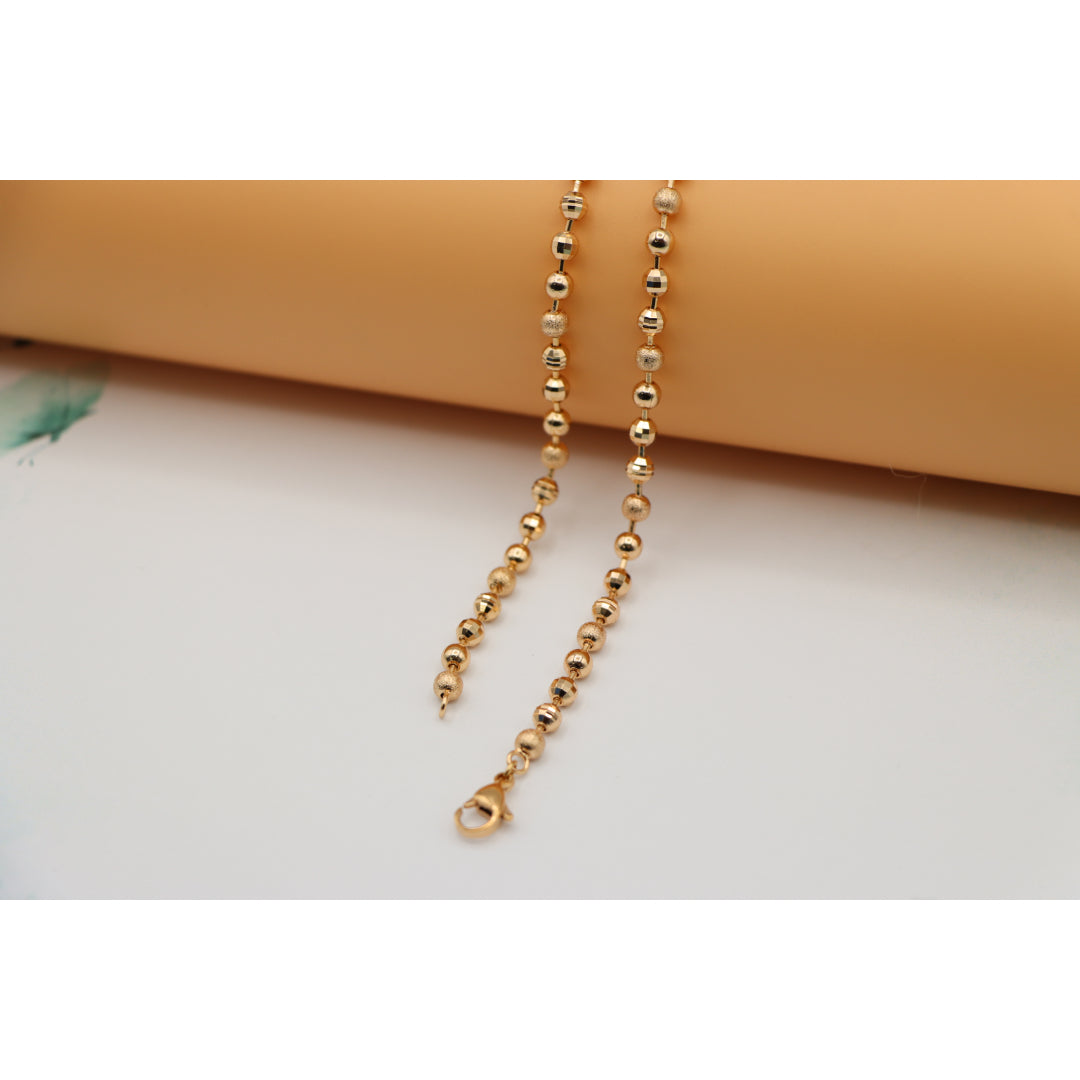Textured Bead Rose Gold Necklace Shiny Ball Chain, XPNL0128 (2013-8)