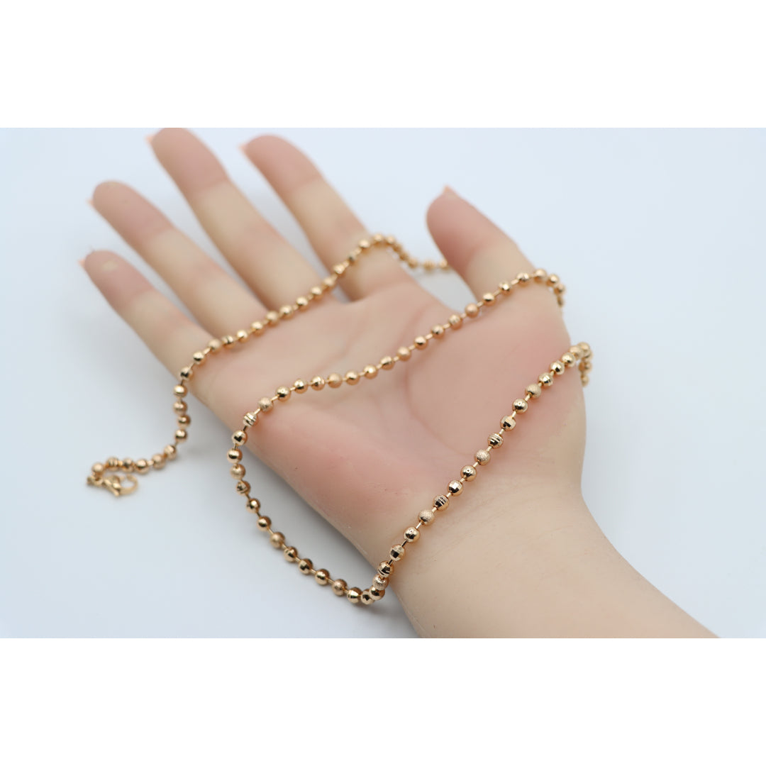 Textured Bead Rose Gold Necklace Shiny Ball Chain, XPNL0128 (2013-8)