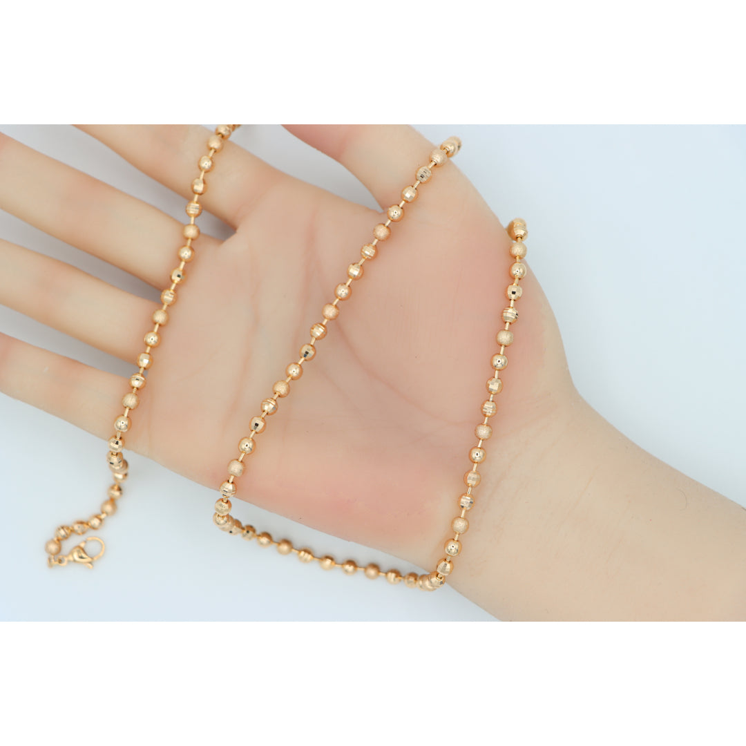 Textured Bead Rose Gold Necklace Shiny Ball Chain, XPNL0128 (2013-8)